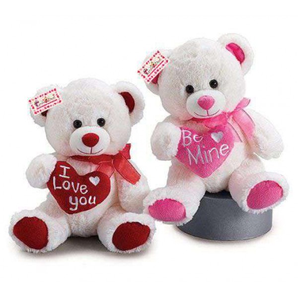 Set of 2 Beautiful Love Teddy Bears holding Hearts